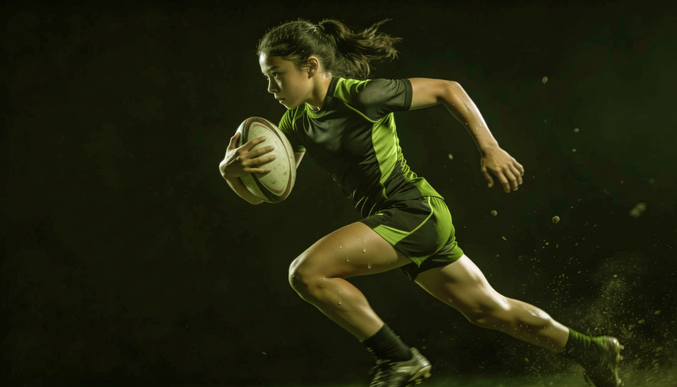 Jugadora de rugby con equipación Banakey